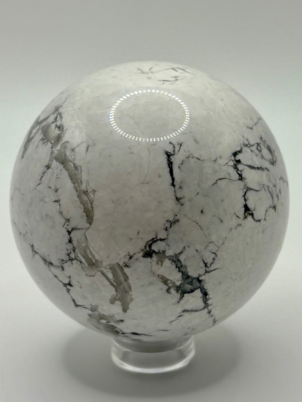 Howlite‎ Crystal Sphere 3” White Veined Stone Marble Decor Ball
